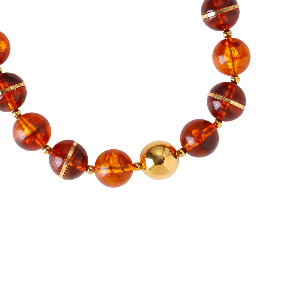 48cm runde Acrylperlenkette Edelstahl Halskette    