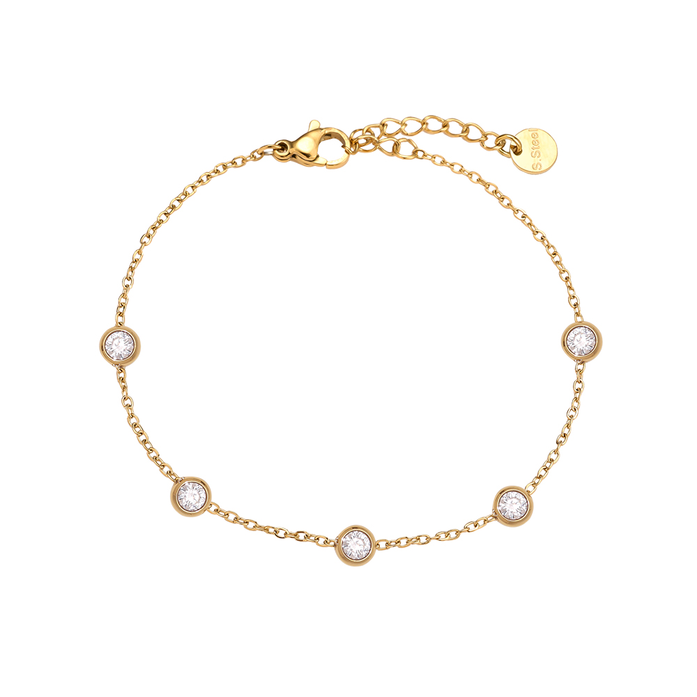 17cm Five Diamond Dots Edelstahl Armkette       