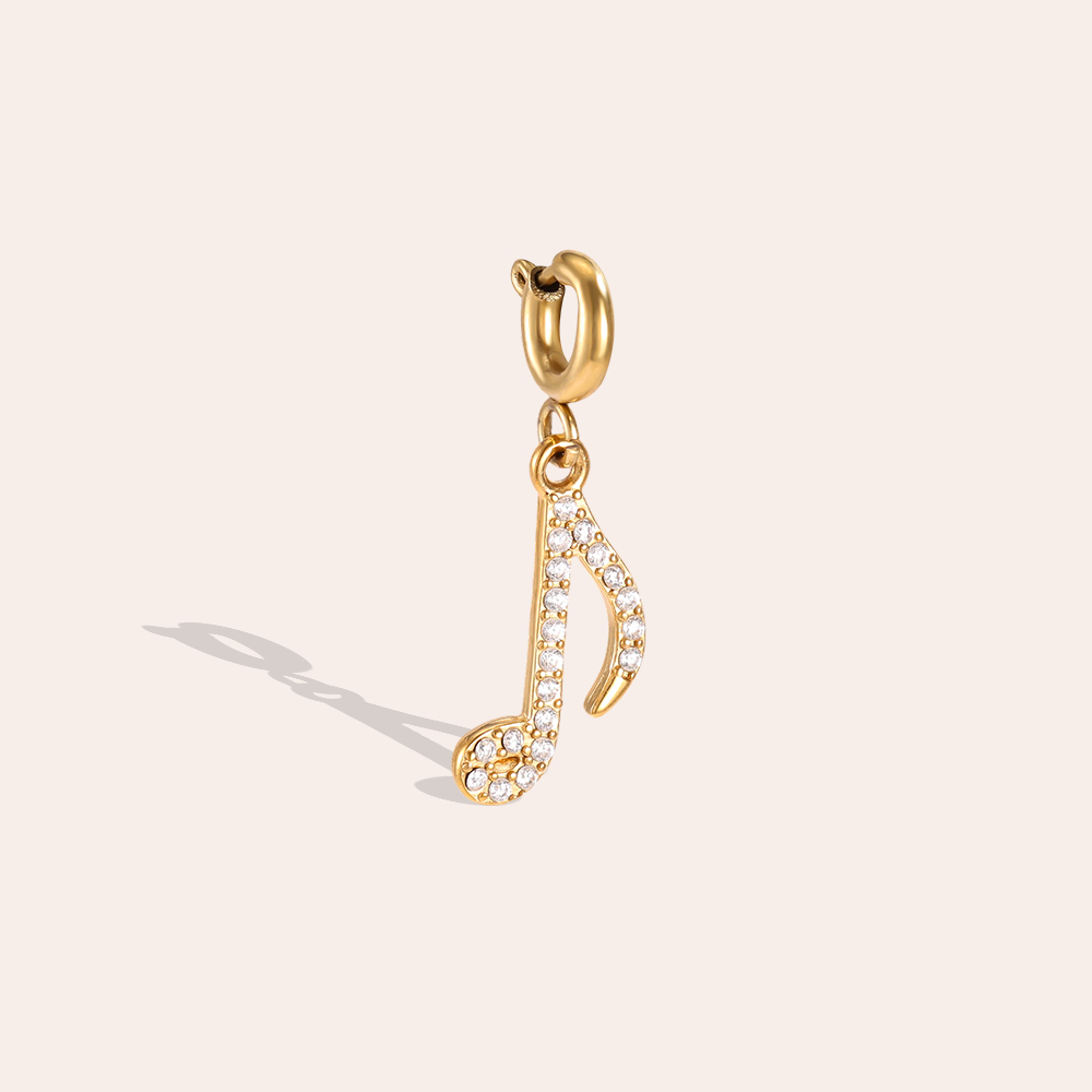 Edelstahl Pendant 22mm Zirkonia Note mit Federverschluss  