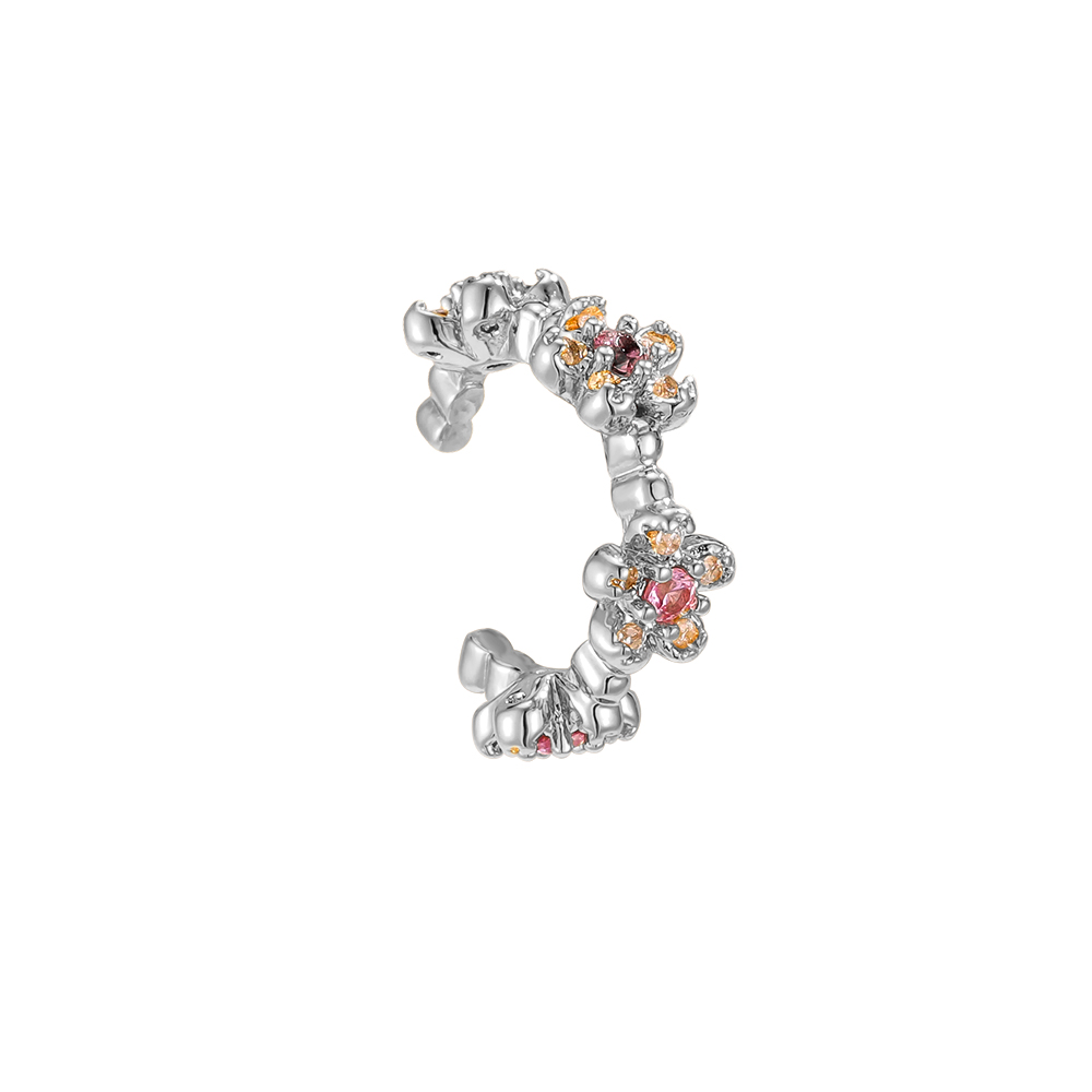 Vergoldete Ear-cuffs 15mm Zirkonia  Kleine Blumen