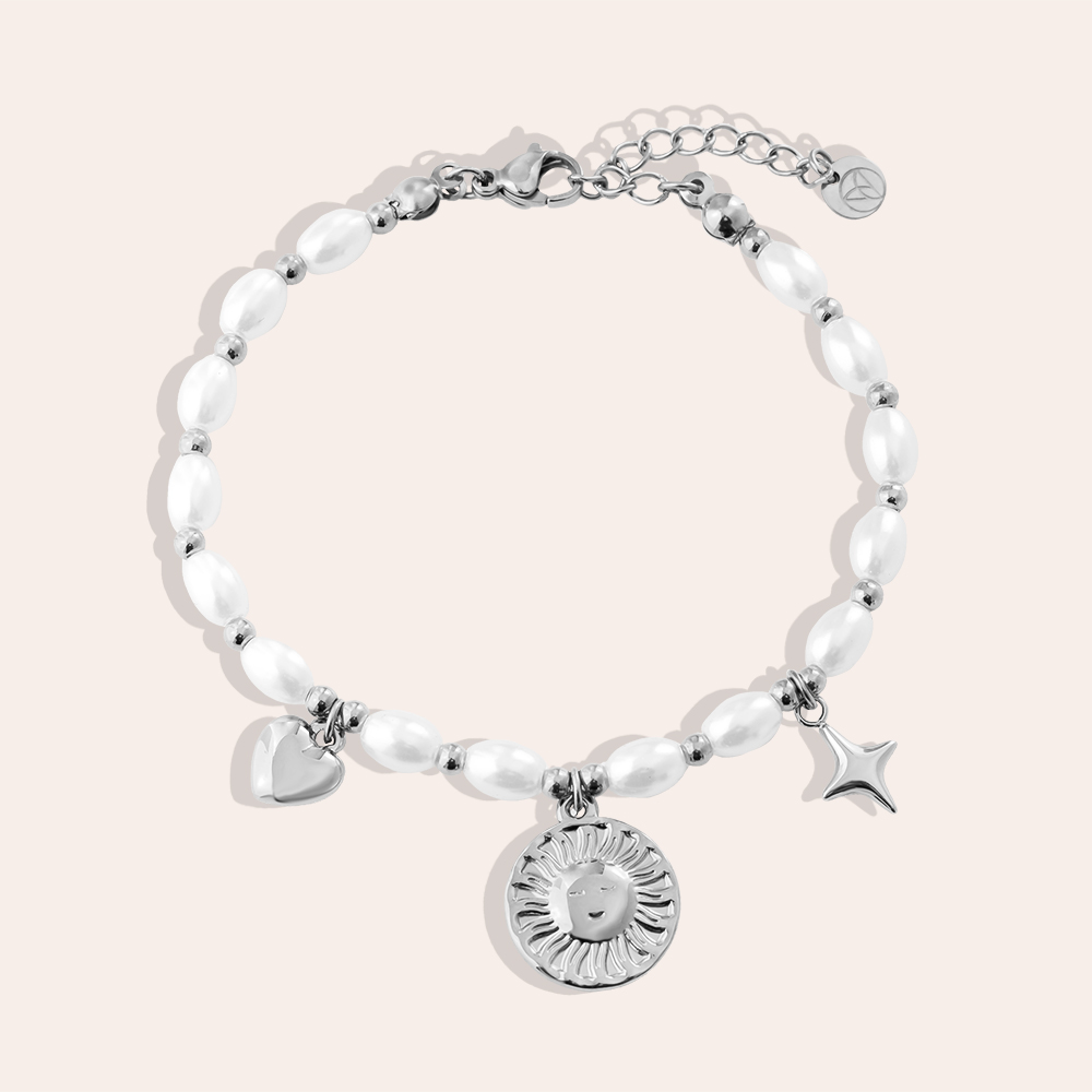 17cm Pearl Chain With Charms Edelstahl Armband   