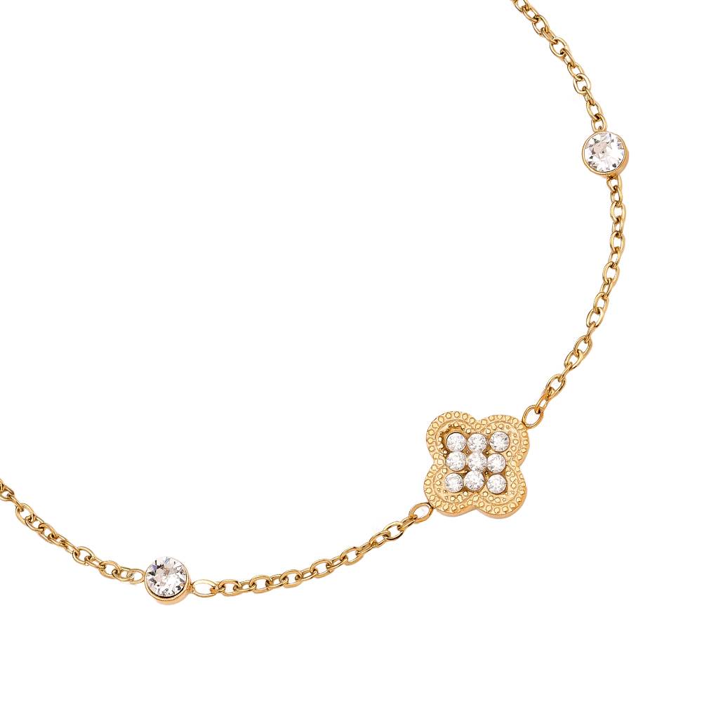 Edelstahl Armkette 16cm Diamond Lucky Flower And Dot