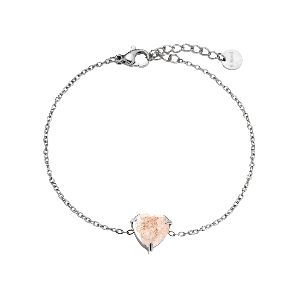 16cm Multi Color Diamond Heart Edelstahl Armband