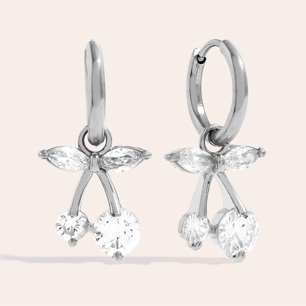 2.8cm Cherry Diamond Edelstahl Ohrringe