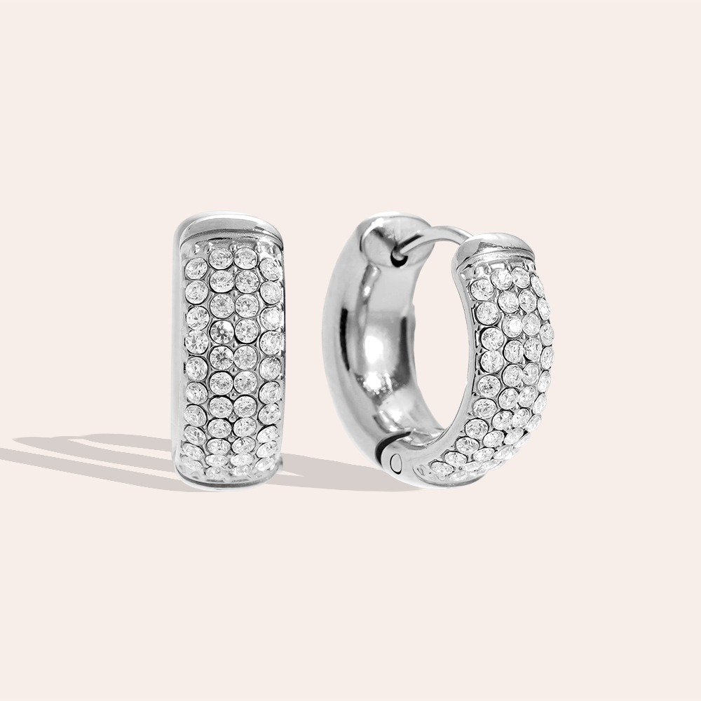 1.0cm 4 Lines Diamond Edelstahl Ohrringe