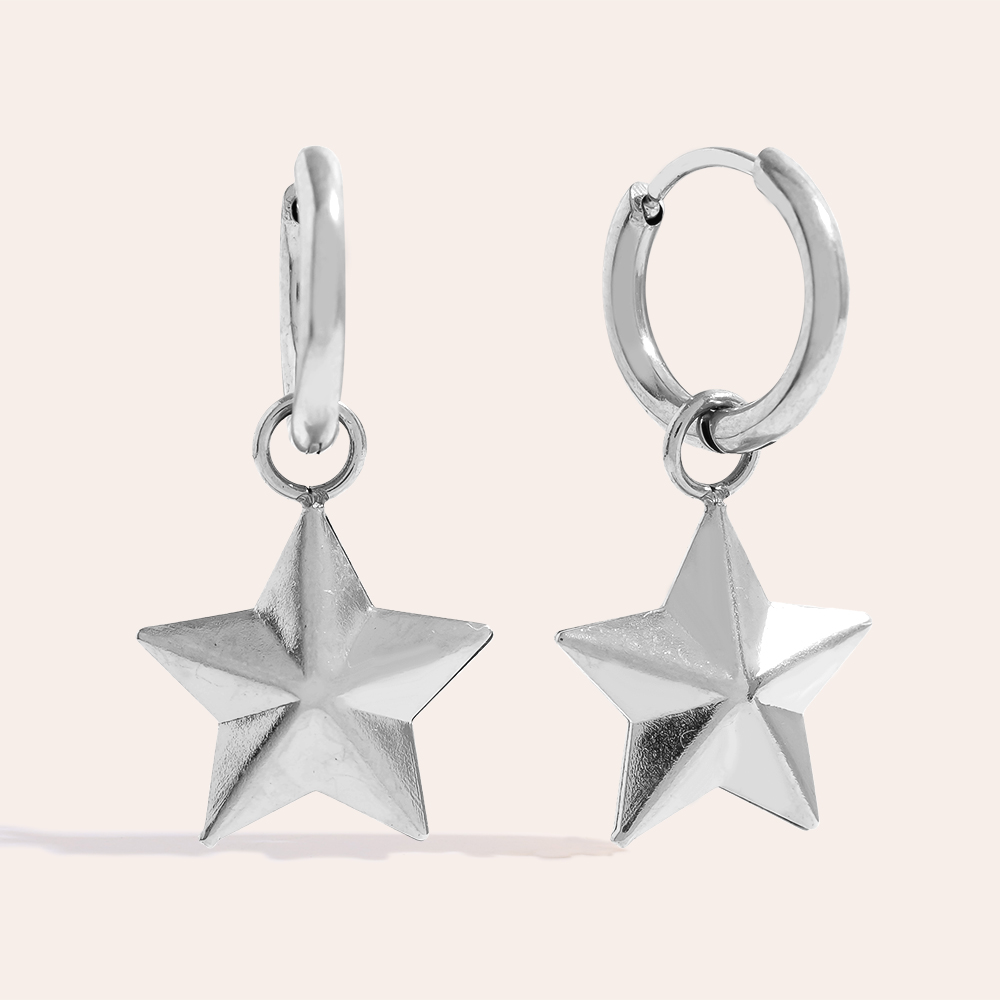 2.5cm Good Star Edelstahl Ohrringe     