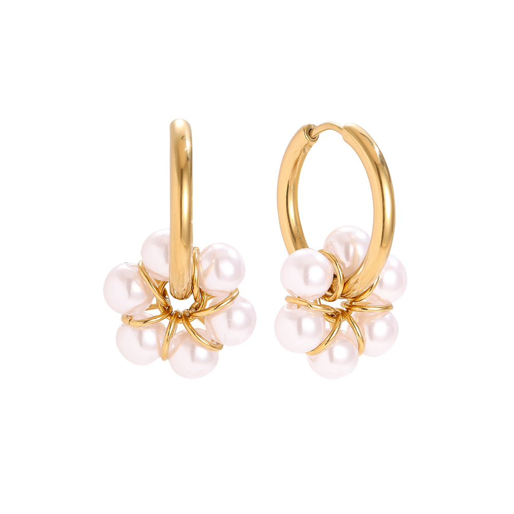 21*28mm Perlenblume Edelstahl Ohrringe     