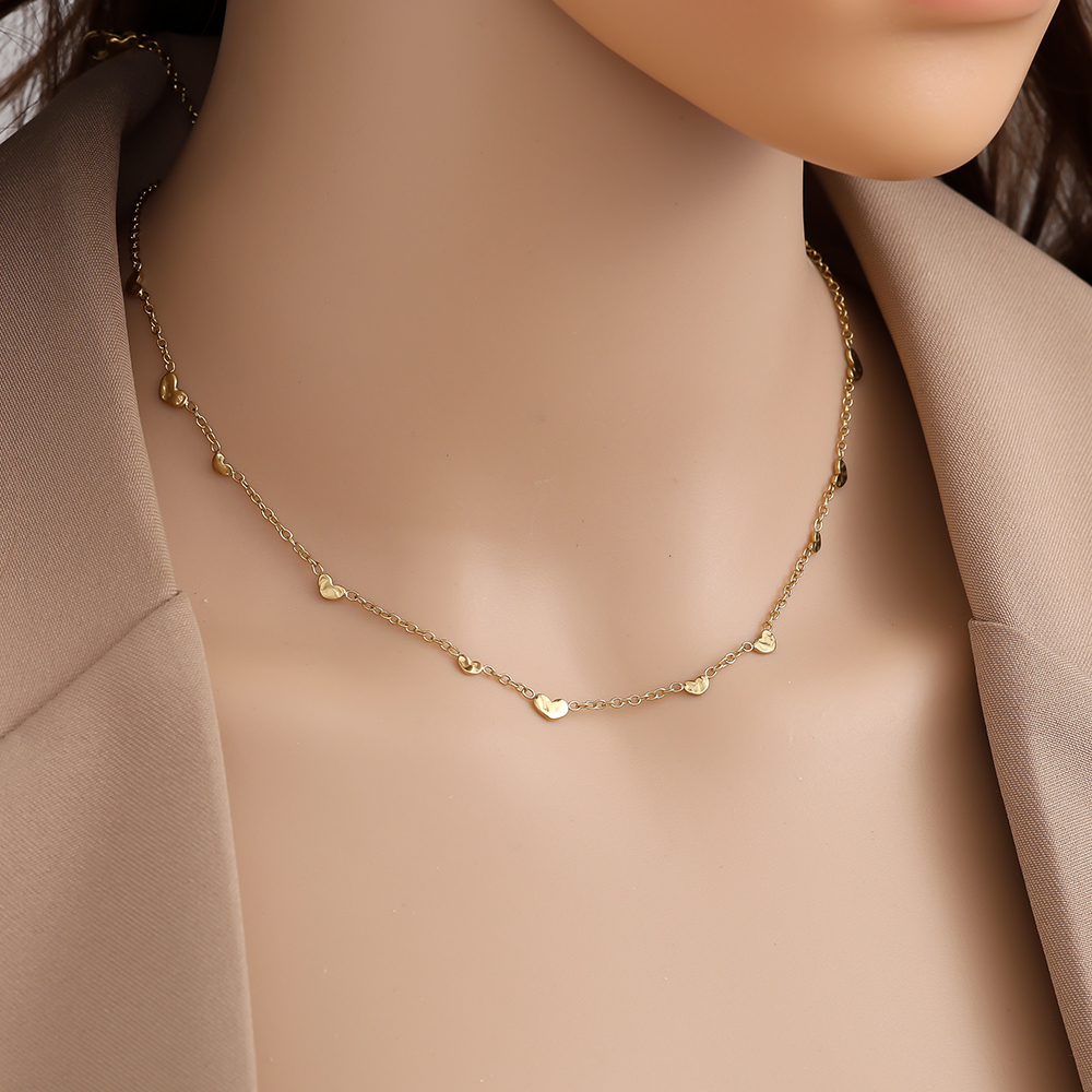 39cm Mini Hearts Chain Edelstahl Halskette   