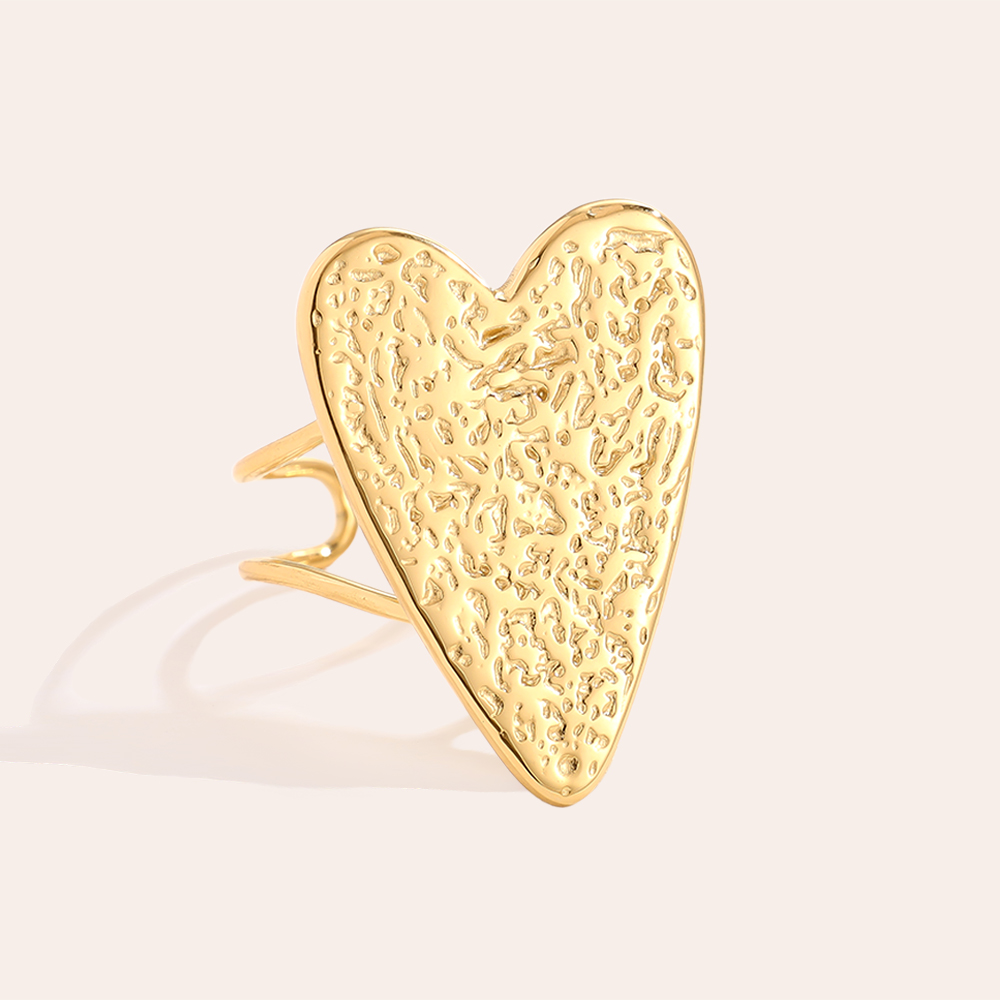 Uneven Sharp Heart Edelstahl Ring 
