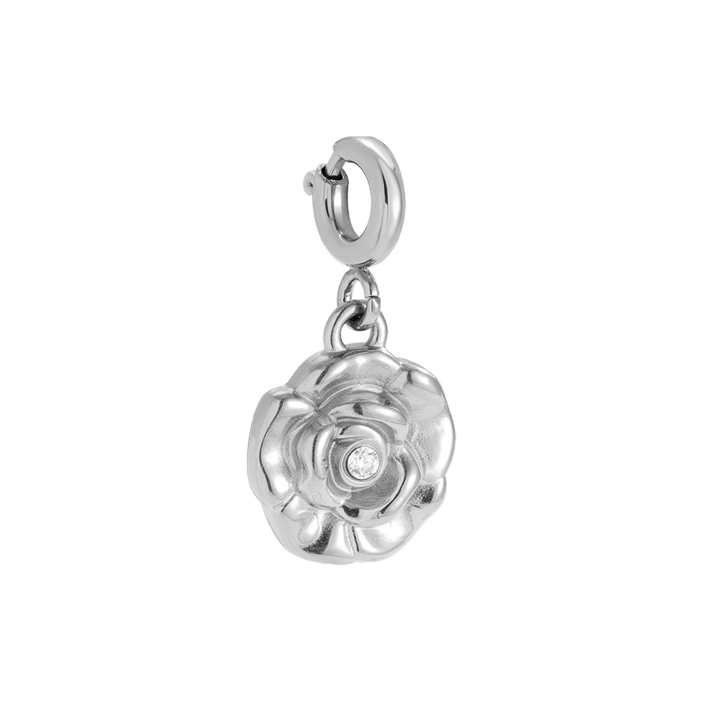 13mm Spring Clasp Pretty Flower Edelstahl Pendant     