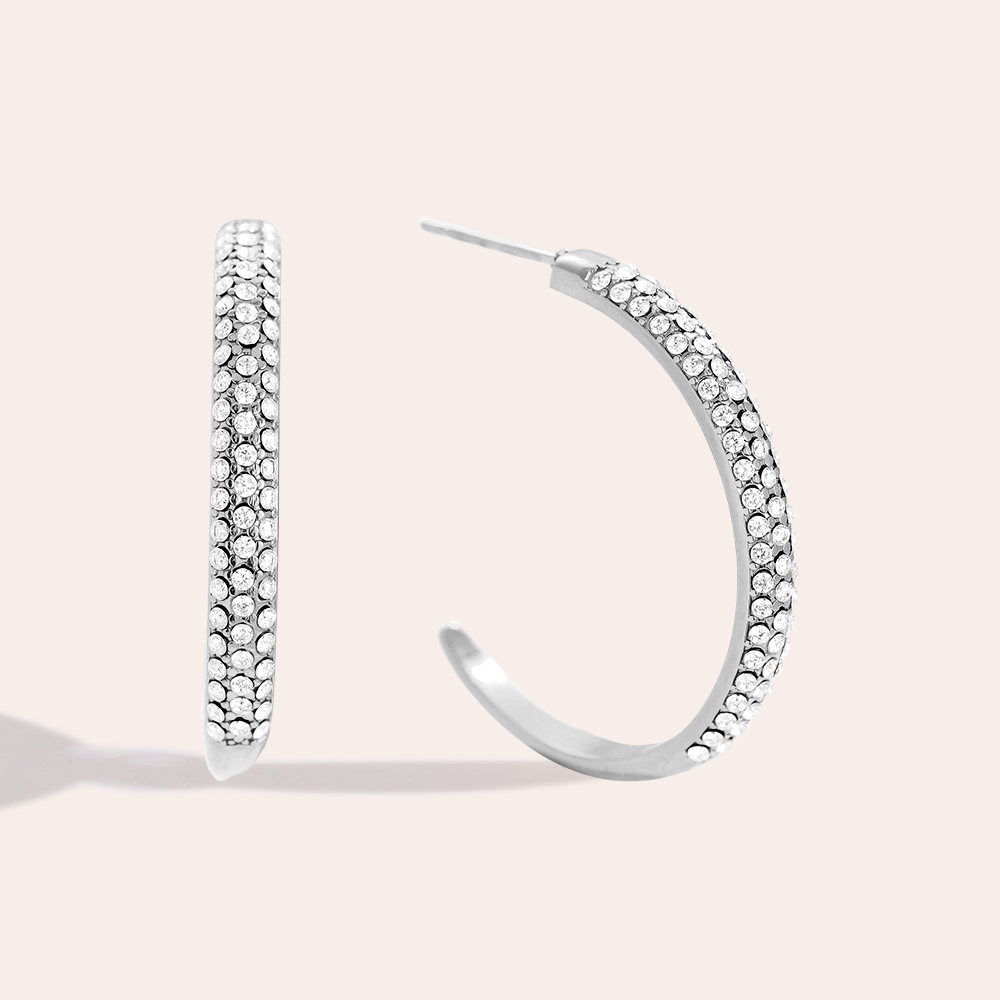 24mm Half Diamond Hoop Edelstahl Ohrringe      