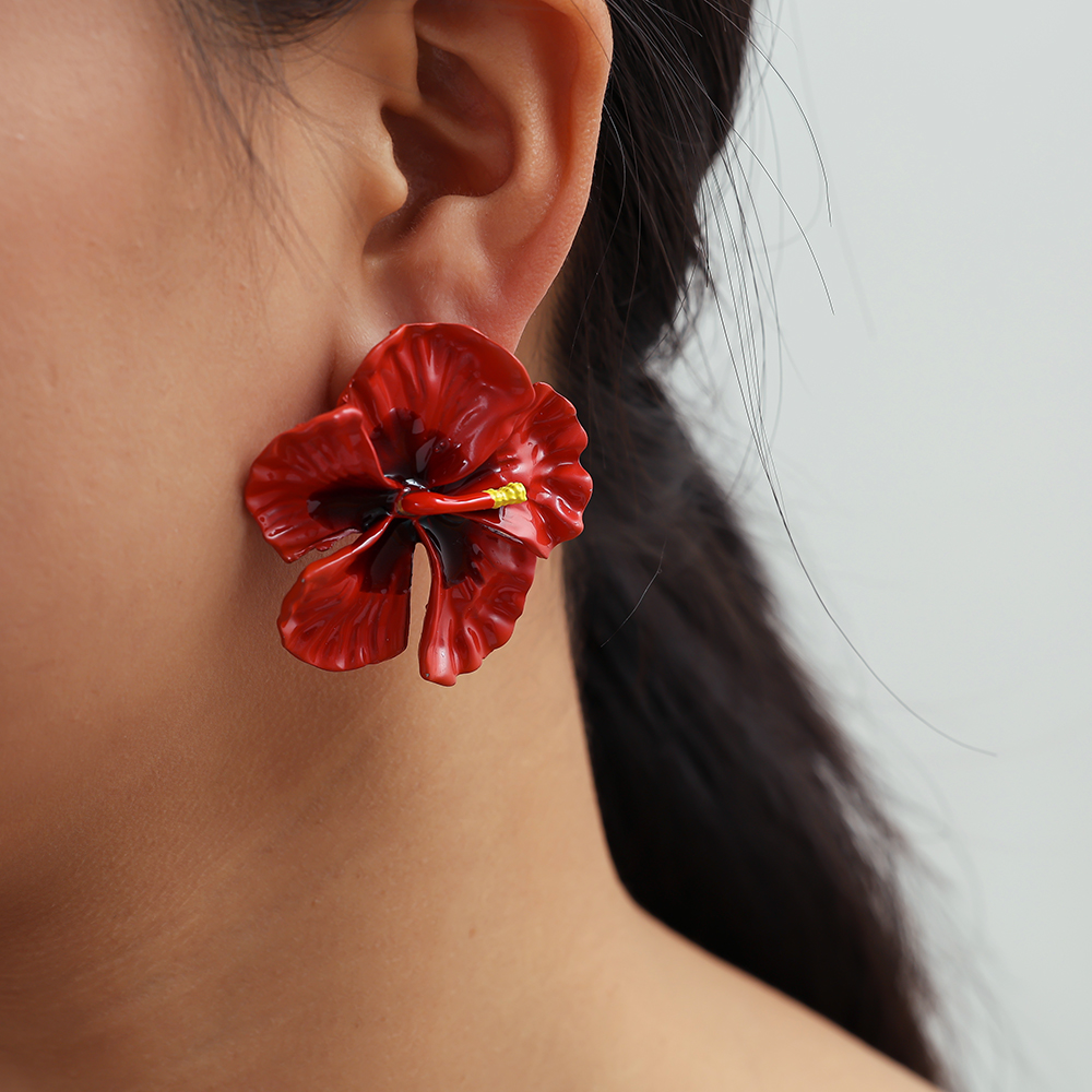 Ohrringe 45mm Rot Blume