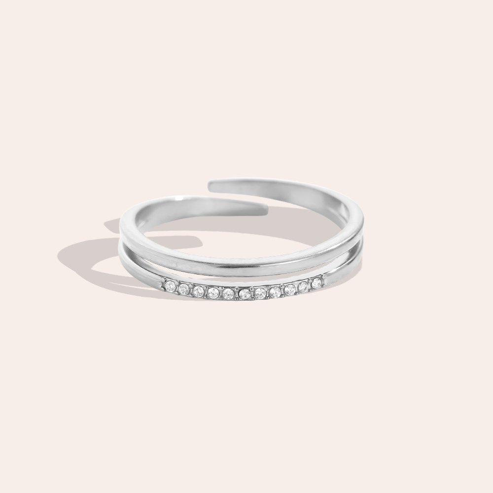 Two Layer Simple Diamond Edelstahl Ring          