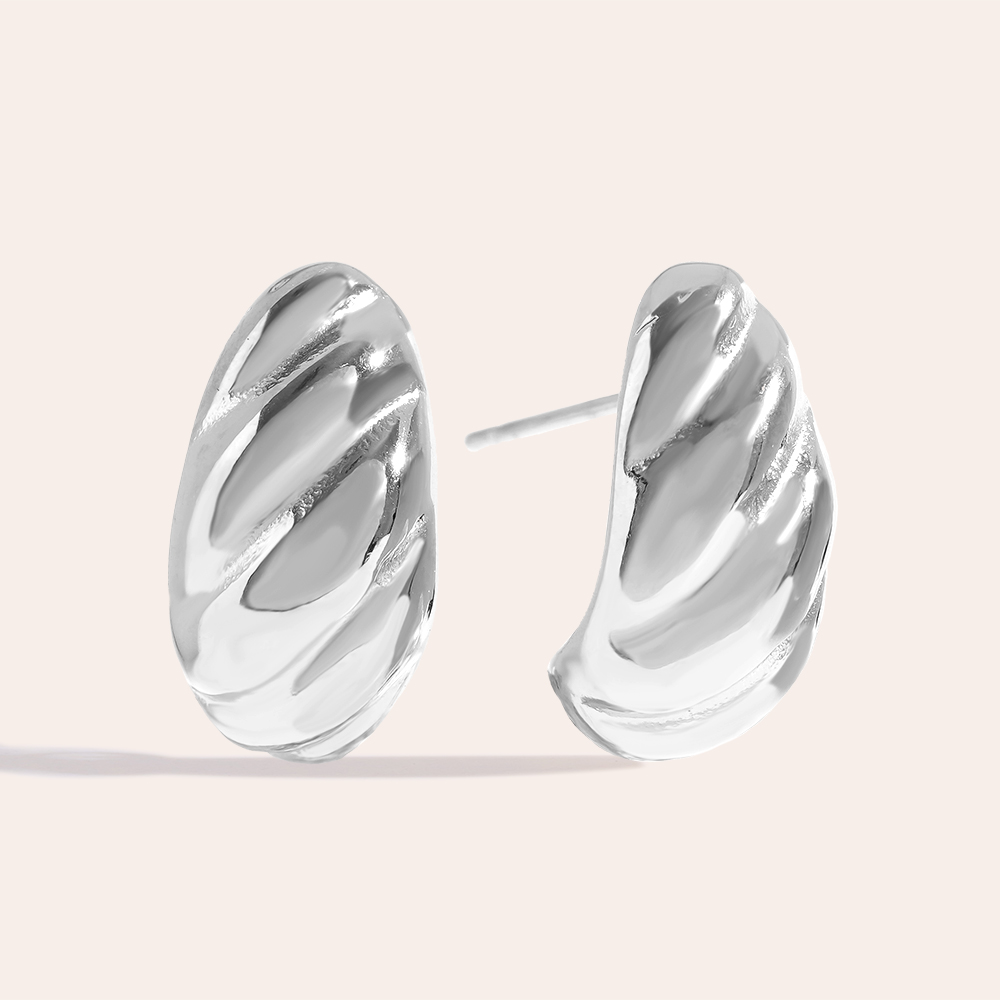 Twist Half Moon Edelstahl Ohrringe     