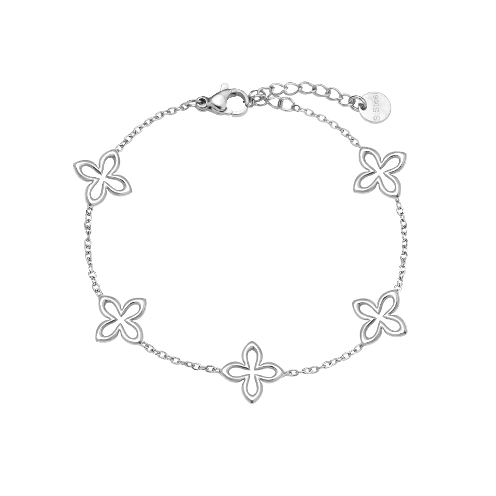 17cm Classic Lucky Flower Edelstahl Armkette   