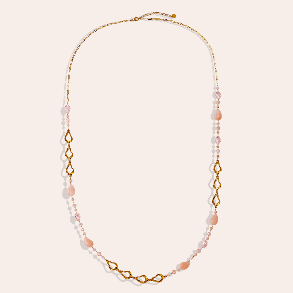 97cm Harz Tropfen und goldener Tropfen Edelstahl Halskette     