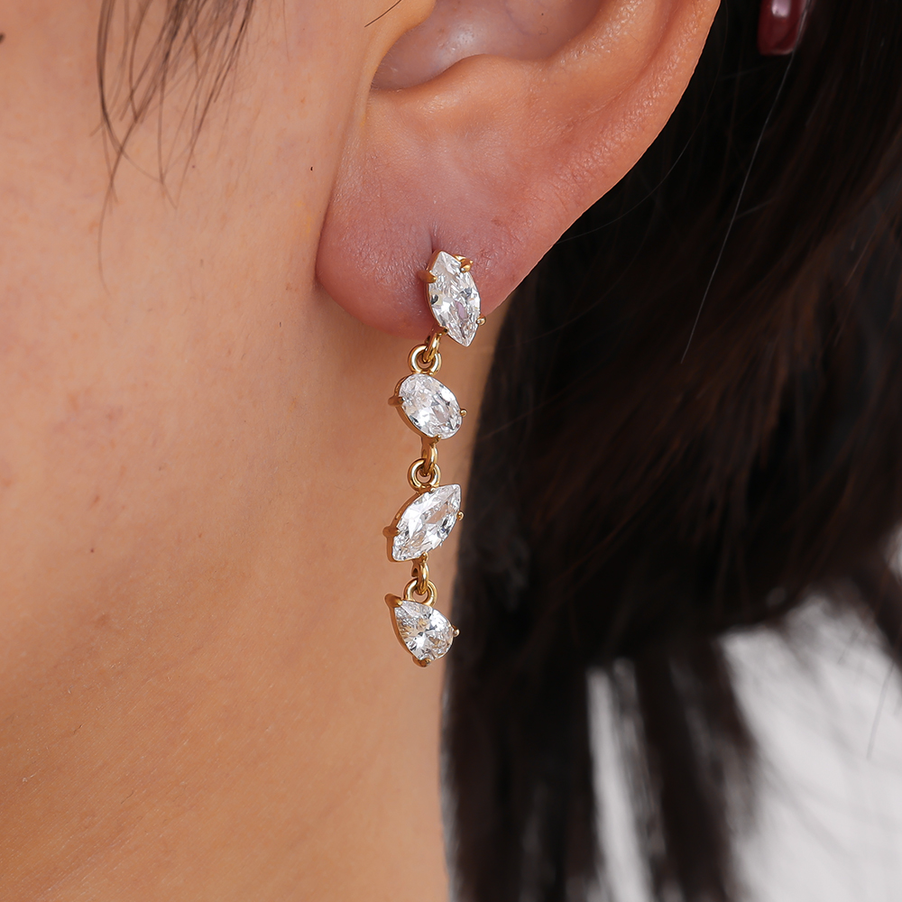 35mm Minimalistische Spitzovale Edelstahl Ohrringe