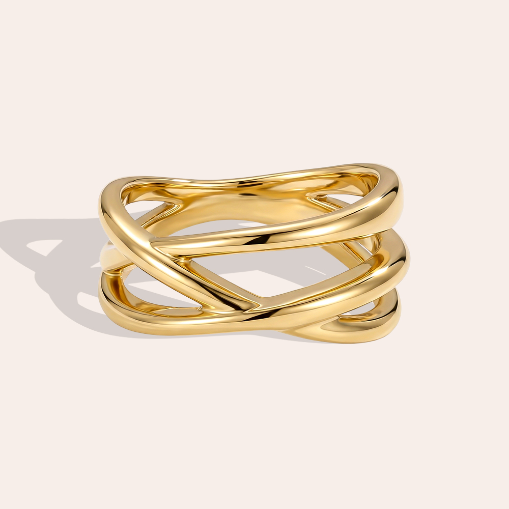 einfach gekreuzt Edelstahl Ring        