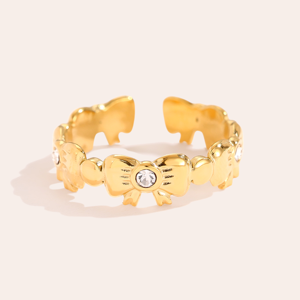 Diamond And Bowtie Edelstahl Ring            