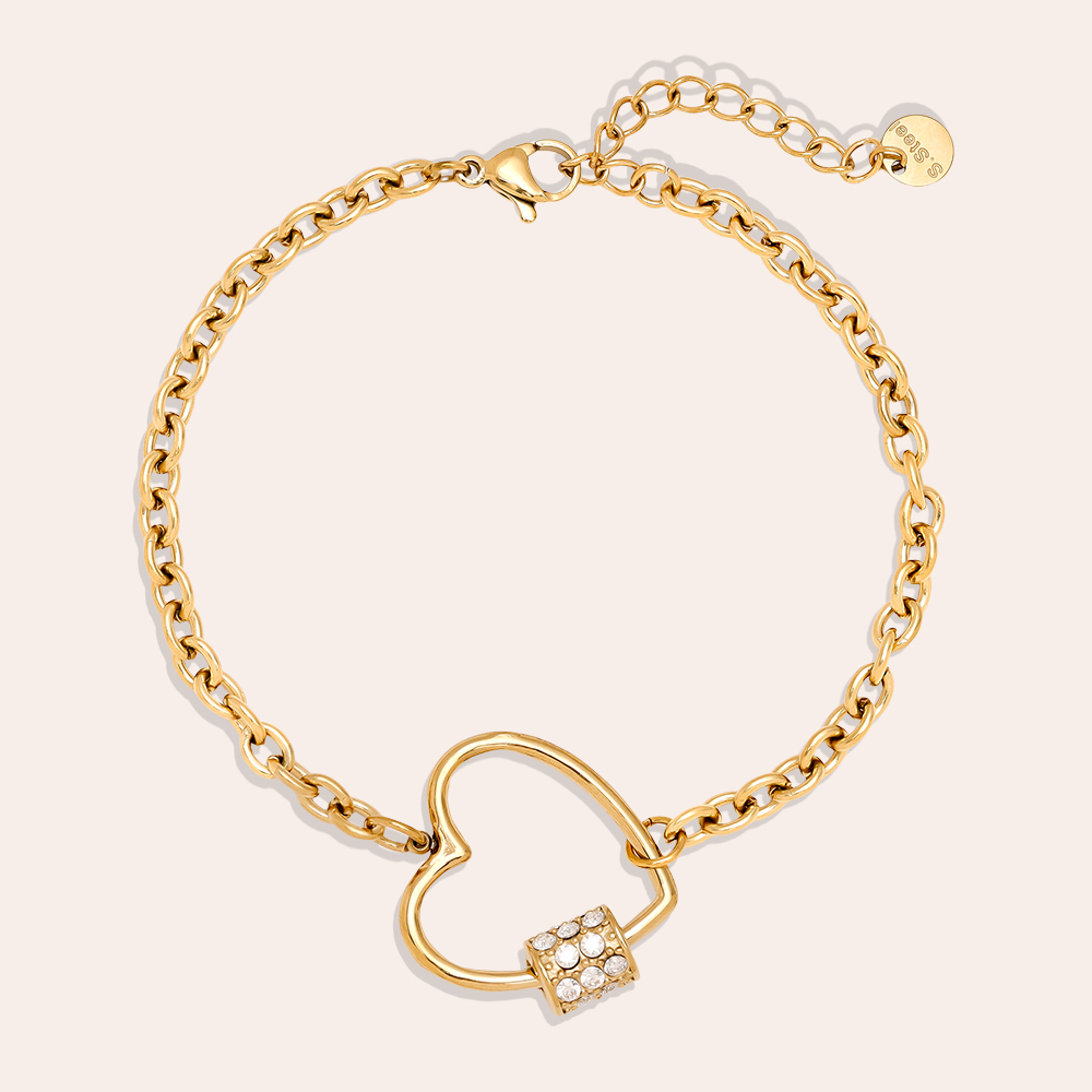 Edelstahl Armkette 16cm Heart And Diamond Deco