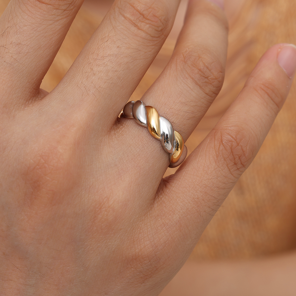 Twist Gold And Silver Edelstahl Ring         