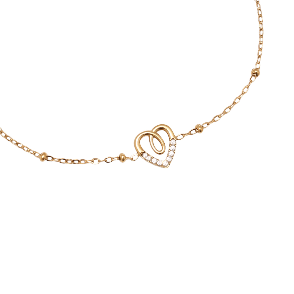 17cm Sweet Diamond Heart Edelstahl Armkette     