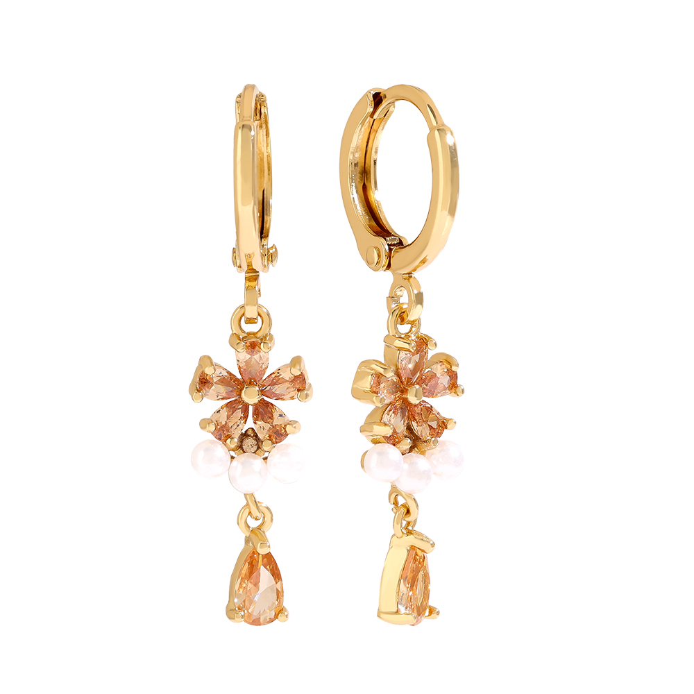 33mm Pearl With Diamond Flower Vergoldete Ohrringe 