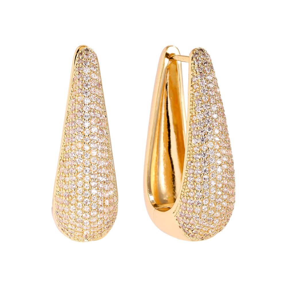 3.2cm Drop Diamond Vergoldete Ohrringe     