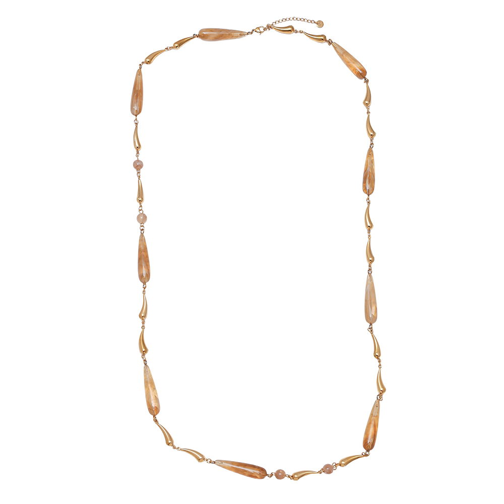 97cm Long Drop Resin Edelstahl Halsketten   