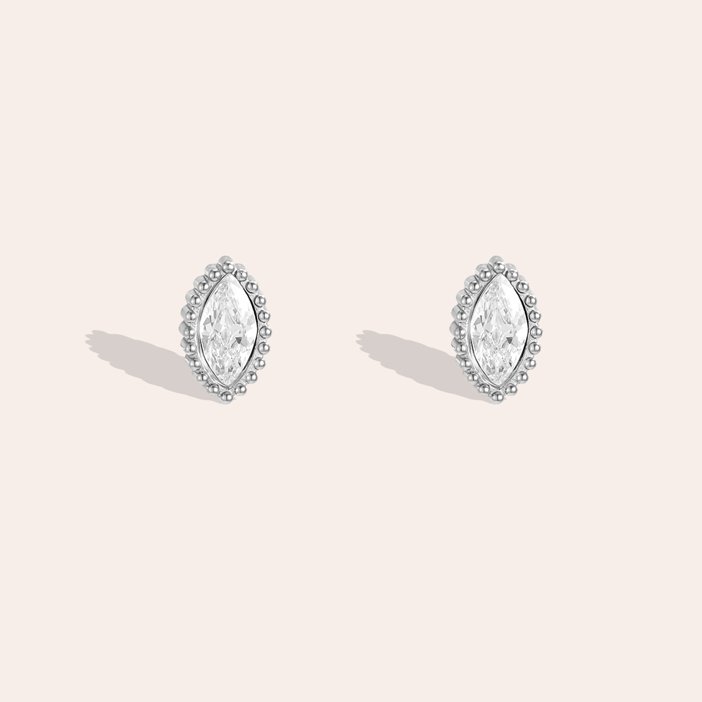 Edelstahl Ohrringe 6.7mm Zirkonia Auge