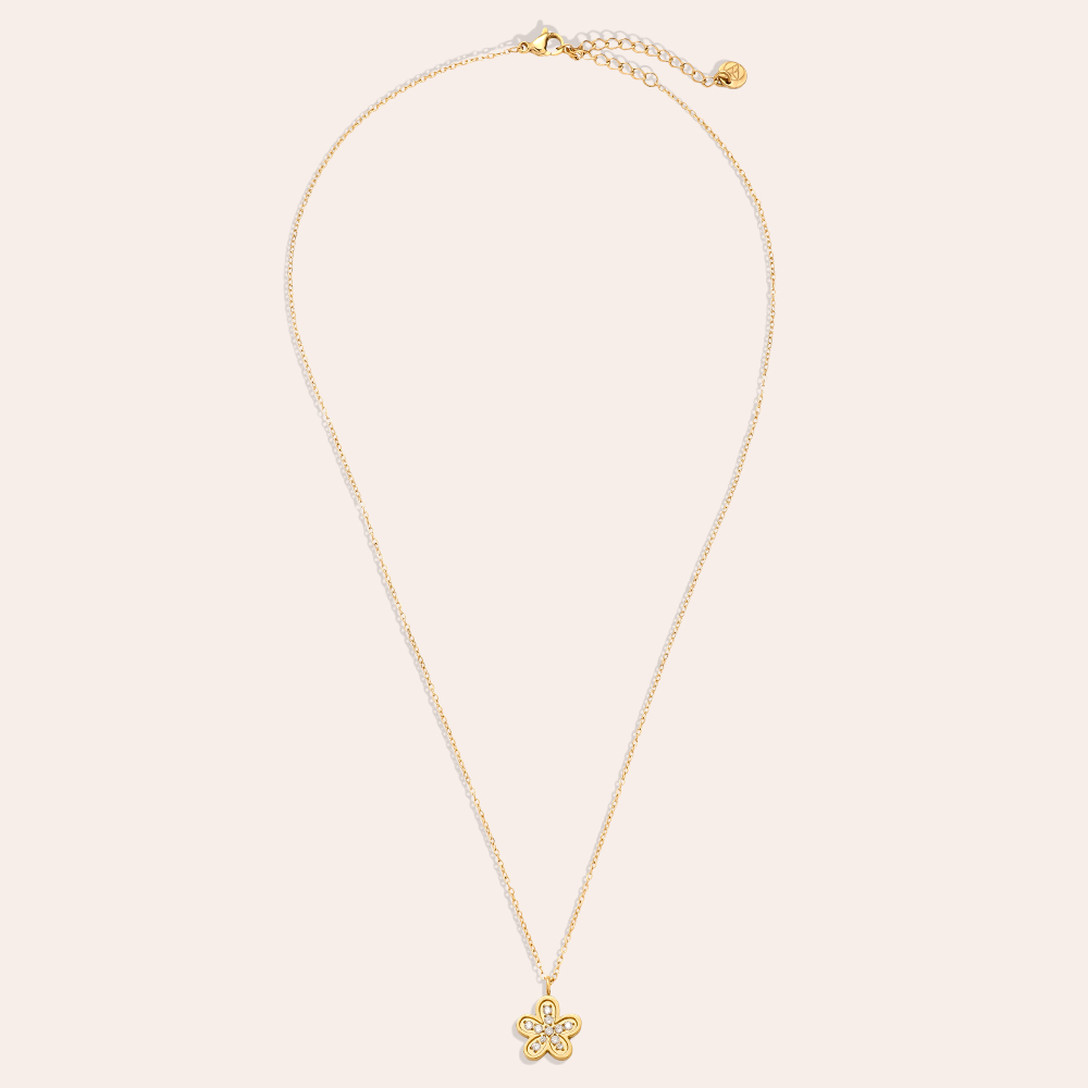 40cm Sweet Diamond Flower Edelstahl Halskette  