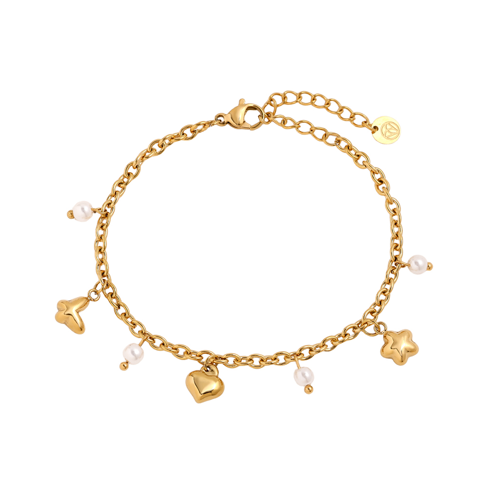 16cm Sweet Charms And Pearl Edelstahl Armband    